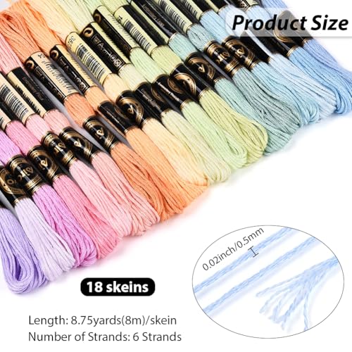 18 Skeins 157.5 Yards Variegated Embroidery Thread for Sewing - color: Candy Color