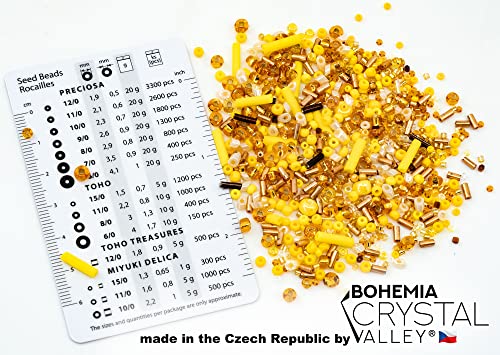 0.7oz (20g) Mix of Small Rocailles, Seed Beads & Bugles 2-10mm Preciosa Ornela Czech Glass Beads, Mix Gold Yellow - color: Gold Yellow Mix - mix