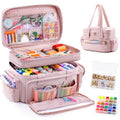 AMOIGEE Puffy Double-Layer Sewing Storage Bag with 2 Clear Organizer Boxes - color: Pink