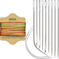Upholstery Repair Kit: Waxed Sewing Thread (Multicolor) & Heavy Duty Needles (11 PCS) for Leather, Canvas & Quilting Thread - color: Multicolor