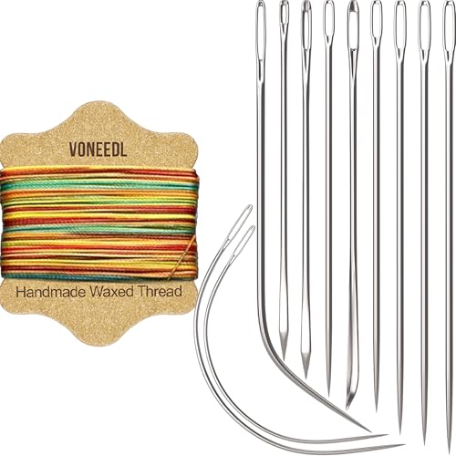 Upholstery Repair Kit: Waxed Sewing Thread (Multicolor) & Heavy Duty Needles (11 PCS) for Leather, Canvas & Quilting Thread - color: Multicolor