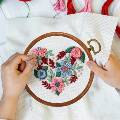 LOYORTY 15PCS Round Embroidery Hoops 6 Inch Imitated Wood Embroidery Frame Plastic Display Frame Ring Cross Stitch Hoops - size: 6 Inch