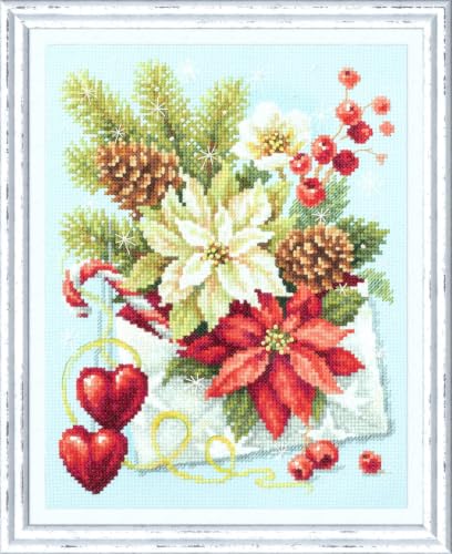 Wizardi Counted Cross-Stitch Kit Merry Christmas! 100-241 Magic Needle. Painted Needle Punch Kits for Adults - color: Merry Christmas!