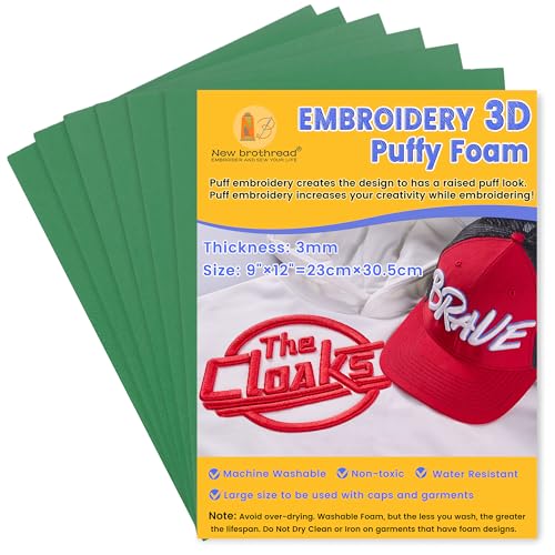 New brothread 6PCS Embroidery Puffy Foam 3MM - Green - color: 6×green
