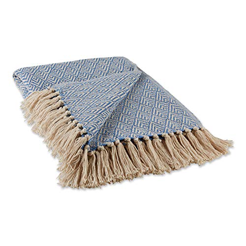 DII Diamond Throw Collection Cotton Woven, 50x60, Stonewash Blue - color: Stonewash Blue