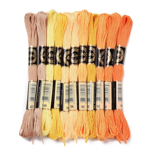 11 Skeins Yellow Cross Stitch Threads 0.5mm Embroidery Floss 6 Ply Polyester Friendship Bracelets Floss Crafts Floss 11 Color 8.75 Yards(8m)/Skein - color: 11 Skeins, Yellow