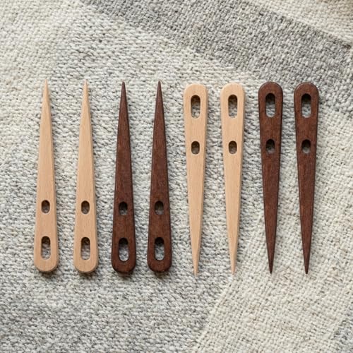 8PCS Nalbinding Needles, Beech Wood Weaving Needles and Weaving Tools for Large Needle Projects, Durable Weaving Accessories for Crafting and Textile Work, Smooth Wooden Sewing Needles Large Eye Set
