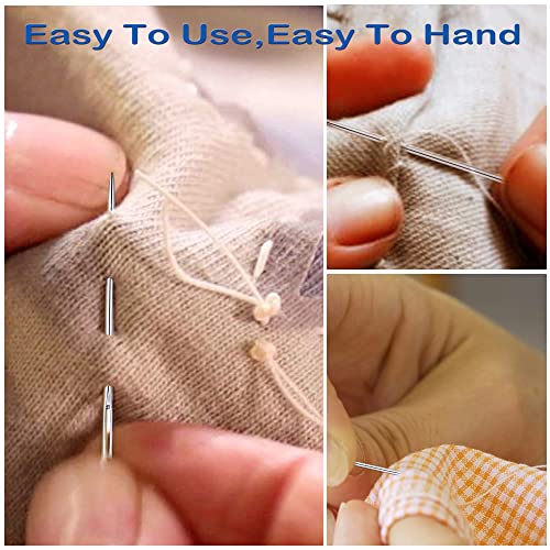 75 PCS Large Eye Sewing Needles, 5 Sizes Hand Sewing Needles with 4 Pcs Needle Threader, Including Embroidery - color: 75 pack