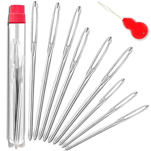 ORRDICE Large-Eye Blunt Needles, Stainless Steel Yarn Knitting Needles, Sewing Needles, Crafting Knitting Weaving Stringing Needles, Perfect for Finishing Off Crochet Projects(9 Pieces) - color: 9 PCS