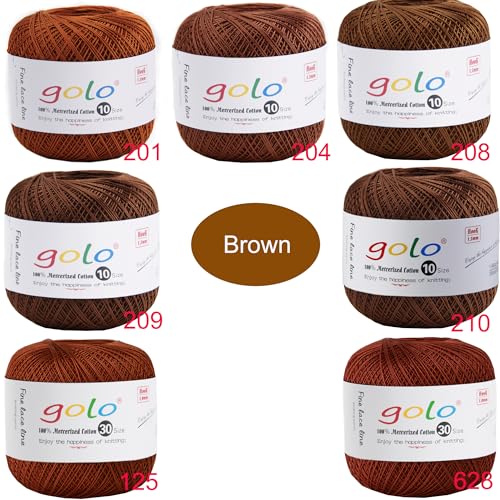 golo Crochet Thread Crochet Yarn for Crocheting Cotton Yarn for Hand Knitting 208 - color: 208 Brown