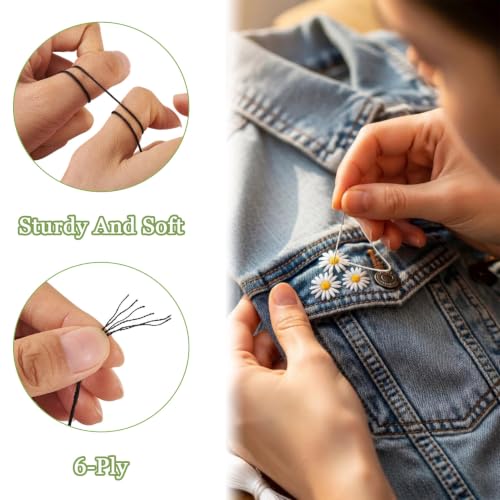 FASHEWELRY 24 Skeins Embroidery Floss Thread 0.5mm Cross Stitch Thread - color: Black White, size: 0.5mm