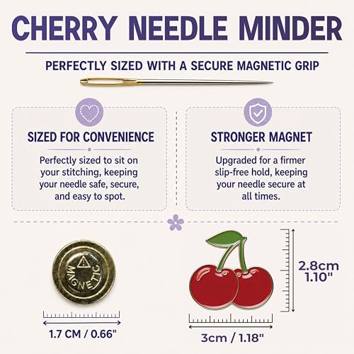 The Quilted Bear Magnetic Needle Minder, Small, Cherries - color: Cherries