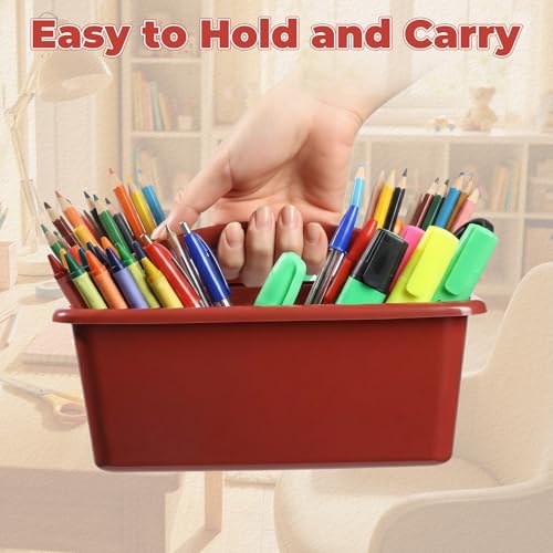 Kathfly 12 Pack Classroom Caddy Organizer with Handle Bulk, Deep Color - color: Deep Color