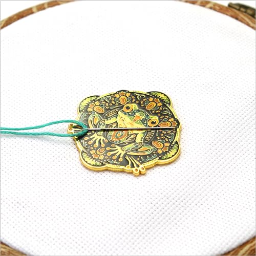 Awesome Pattern Studio Needle Minder Set – Frog Magnetic Needle Minder + 2 Needle Threaders + Crane Scissors. Enamel Pin for Cross Stitch, Embroidery and Craft - size: Frog Set #2