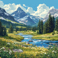 Moohue 14ct Counted Cross Stitch Kits for Adults Mountains River Flowers Printed Stamped Cross Stitch Patterns Kits Cross Stitch Supplies (Mountains River Flowers) - color: Mountains River Flowers