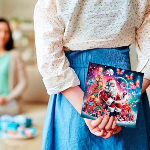 Diamond Art Painting Christmas Cards, 12 Pack DIY 5D Diamond Greeting Cards Kits for Adults Diamond Xmas Greeting Cards with Envelopes Gem Christmas Gift for Families, Friends, Partners - color: Xmas-12pcs