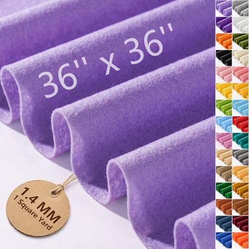 Lavender Soft Felt Sheet 36'' X 36'', 1.4mm Felt Fabric Sheet for Crafts - color: Lavender