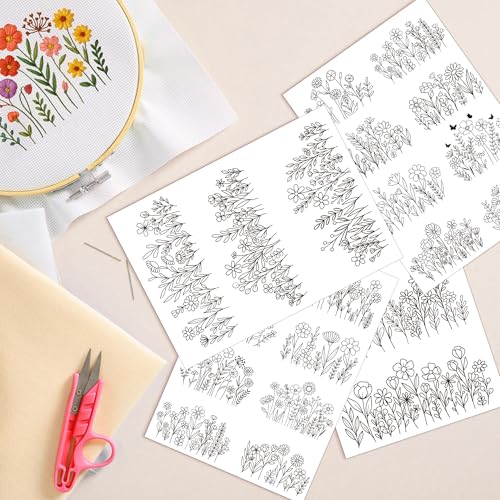 Water Soluble Embroidery Patterns, Stick and Stitch Paper for Sewing - style: Flower009