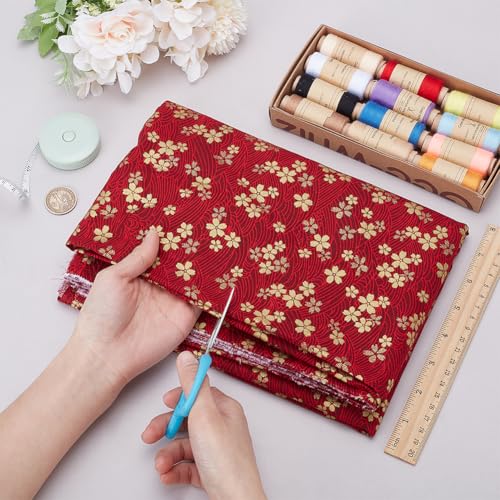 MAYJOYDIY 1 Yard 59 Inch Gold Cherry Blossoms Prints Cotton Fabric Japanese Sakura Quilting Bundles Bronzing Style for Sewing DIY Dresses Half Skirt Shirts Handicrafts - color: Gold