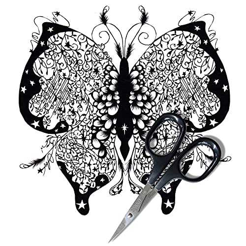 CANARY Small Precision Scissors - 4" with One Extra Pointed Tip, Mini Scissors for Paper Cutting, Paper Crafts, Kirie Art, Made in Japan - size: Papercutting Art (Intermediate)