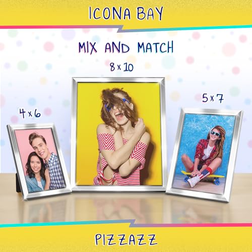 Icona Bay 5x7 Silver Picture Frame - Solid Wood, Pizzazz Collection - color: Silver, size: 5x7