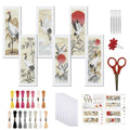 FREEBLOSS 6 Set Cross Stitch Bookmark Kit 11 CT Complete Stamped Cross Stitch Kit DIY Embroidery Bookmark Kits for Adult Beginners with Instructions, Crane Pattern, 6 x 20 cm/8" x 2.4" - style: Crane