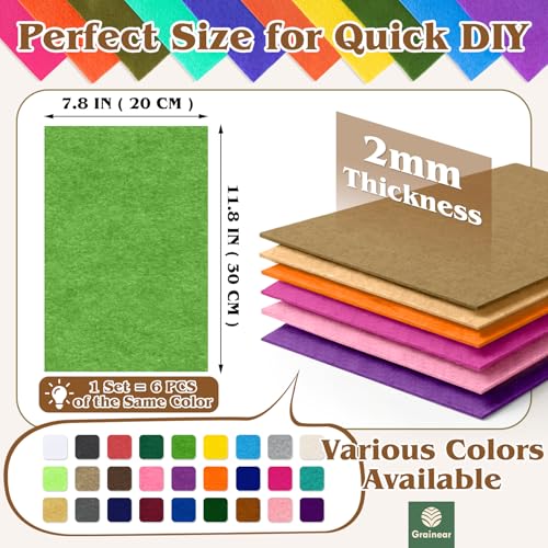 Grape Purple Stiff Felt Sheets 2mm Thick for Crafts, 7.8" x 11.8" (6-Pack) - color: Grape Purple