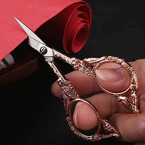 YOUGUOM Sewing Embroidery Scissors, Small Craft Shears with Cover - color: Rose Gold