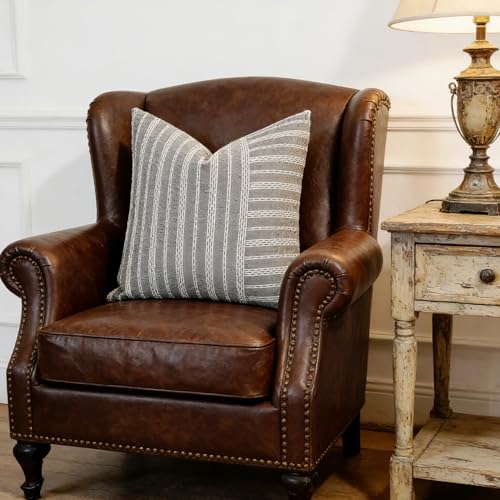 Slow Cow Square Throw Pillow Cover Stripe 18 x 18 Inches Black Beige - color: Mixd Black, size: 18" x 18" (Pack of 1)