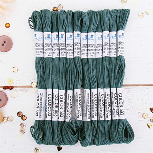12 Skeins ThreadArt Cotton Embroidery Floss, Dark Antique Grey - color: Dark Antique Grey