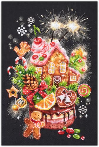Wizardi Counted Cross-Stitch Kit Christmas Sweets 540-673 Magic Needle. Beginner Cross Stitch Kits for Kids and Adults - color: Christmas Sweets