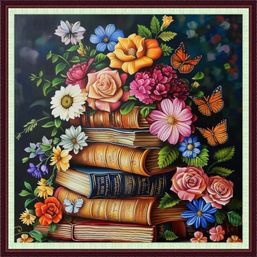 Dooxvey Cross Stitch Kits for Adults Beginners,Full Range of Cross-Stitch Stamped Kits Needlepoint Kits for Beginners Embroidery Kits 11CT Cross Stitch Patterns-Book Colorful Flowers 18x18 inch - color: Magicolor22