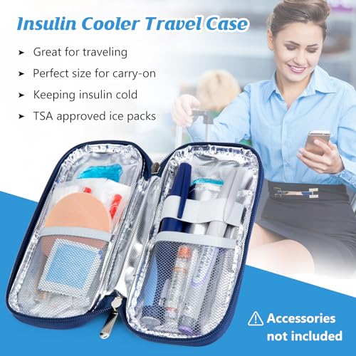 YOUSHARES Insulin Cooler Travel Case, Diabetic Travel Case TSA Approved with 2 Ice Packs for GLP-1, for Ozempic, for Insulin Pens and Insulin Vials for Daily & Travel - color: Hydrangea