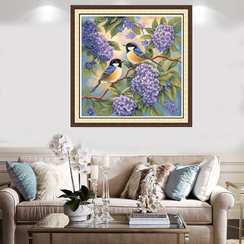 Findvoor Counted Cross Stitch Kits for Adults Full Range of Cross Stitching Embroidery Unprinted Pattern for Beginners, 11CT Needlepoint Kit Patterns Embroidery Kits-Flower Bird 18x18 inch - color: ColorCraft17