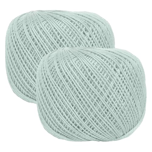 MECCANIXITY Crochet Thread Pearl Cotton Size 3 Light Blue 2 Rolls 164 Yards for Crocheting Tatting Knitting Embroidery Sewing - color: Light Blue