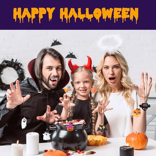 FEBSNOW 500Pcs Halloween Ornament Hangers, Black Hanging String with Snap - color: Black