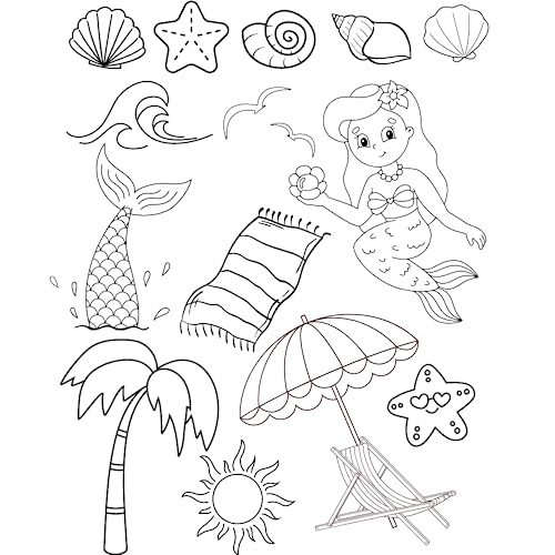 Mermaid Beach Water Soluble Embroidery Patterns on Sulky Water Soluble Stabilizer for Hand Embroidery Projects - color: Beach