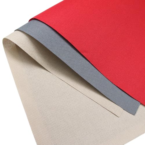 KCS 3 pc of 15" x 18"(38cmx45cm) 16 Count Cross Stitch Cotton Aida Cloth Needlework Rolled Fabric Box,16CT,Red+Khaki+Dark Grey - color: Red+khaki+dark Grey, size: 16CT