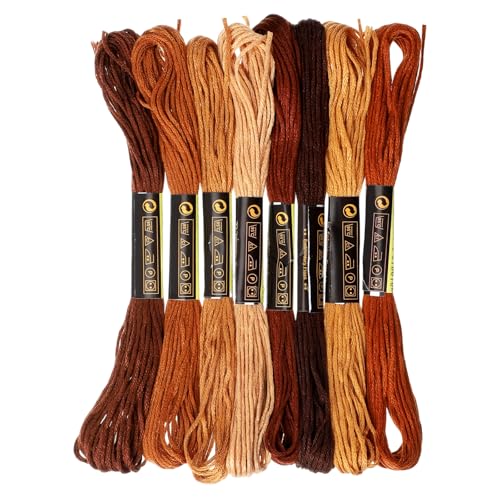 8 PCS Brown Embroidery Floss Thread Variegated Floss Friendship Bracelet String Threads Bulk Embroidery Thread Flosses Cross Stitch Threads for Jewelry Making Sewing Bracelet Stitching Knitting Craft