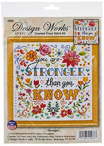 Design Works Crafts, 10" x 10" Counted Cross Stitch Kit, Stronger, White