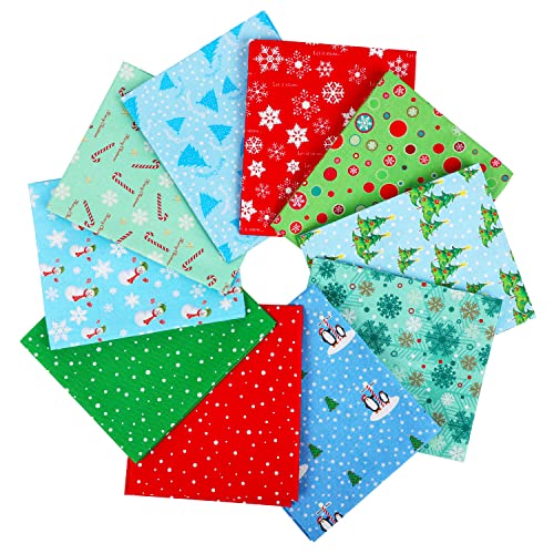 Craftido -25 Options- 100% Cotton Quilting Fabric Bundles 10pcs Fat Quarters 18”x21”-Medium Weight 5.2 oz- Soft Cotton for Quilting, Sewing Project, Patchwork, DIY Crafts - Christmas - color: Christmas