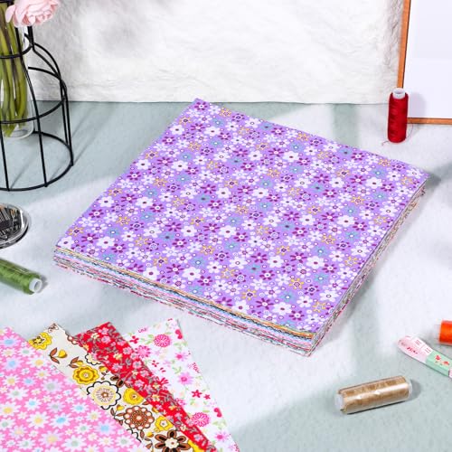 100 Pcs 10 x 10 Inches Cotton Fabric Squares Patchwork Quilting Fabric Floral Printed Bundles Layer Precut Quilt Material for DIY Craft Sewing Cloths Quilting Cloths Handmade Accessories