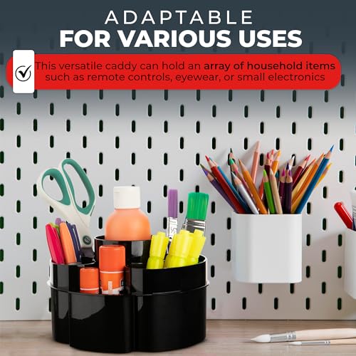Masirs Small 360 Rotating Makeup Organizer, 5 Compartments, Round Black - color: Round Black