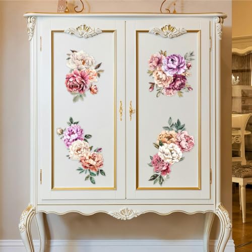 Peacoblue French Peonies Rub On Transfers for Furniture Craft 6"x12" - style: French Peonies