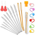 19 PCS Knitting Needles Set, Large Eye Blunt Yarn Needles kit, Darning Needles for Yarm & Bent Tapestry Needles, Metal Yarn Needles,Darning Needles for Crocheting,Darning Yarn,Crafting Needle - color: 19 PCS