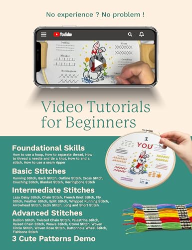 Bradove Beginner Embroidery Kit for Adults and Kids - color: Stitches Practice