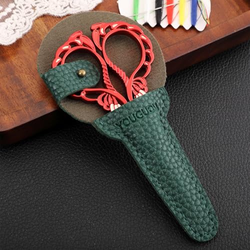 YOUGUOM Small Sewing Scissors, Sharp Detail Shears with Cover - color: Golden Red
