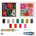BEUNITONE 2 Sets DIY Punch Needle Kits for Beginners,Bohemian Flower Pre-Printed Pattern,Embroidery Punch Needle Starter Kits for Adults,Includes Pre-Printed Cloth,Yarns,Hoops,Threader and Instruction - color: 08-Boho