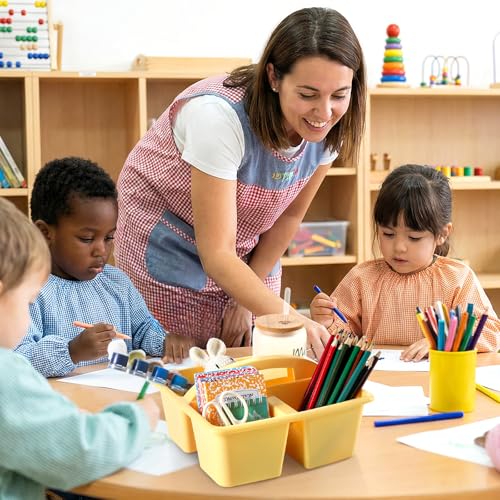 6 Pack Plastic Classroom Organizer Caddy with Handle, Pastel - color: Pastel