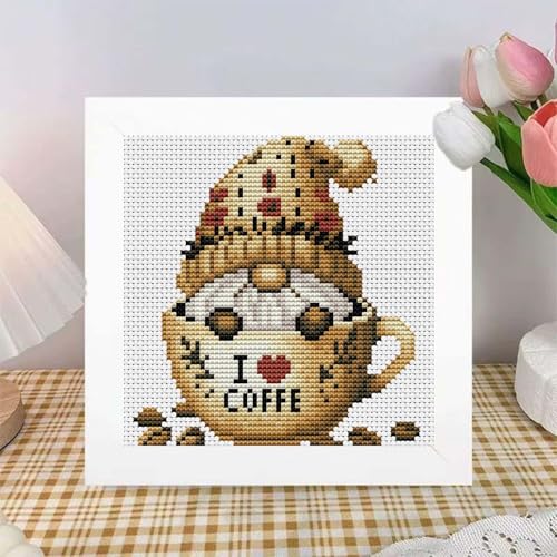niurenmaoyi Gnome 11CT Cross Stitch Kits for Beginner with Framed,7x7in - color: Cross Stitch Kits0518-09